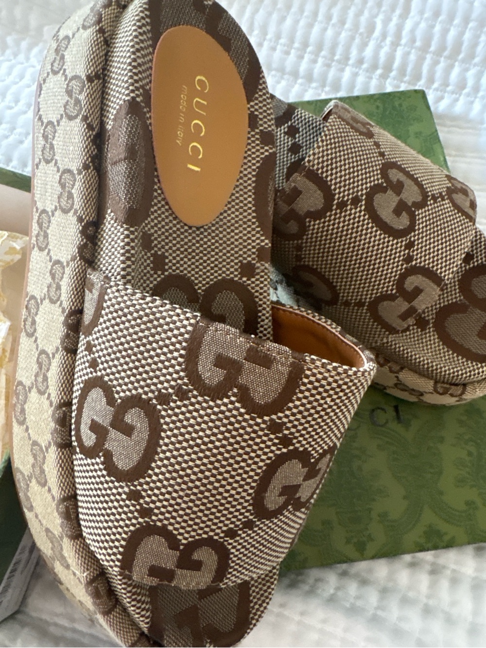 50% off!! Gucci Brown Beige GG Canvas Platform Slides Size 39 - Picture 4 of 8